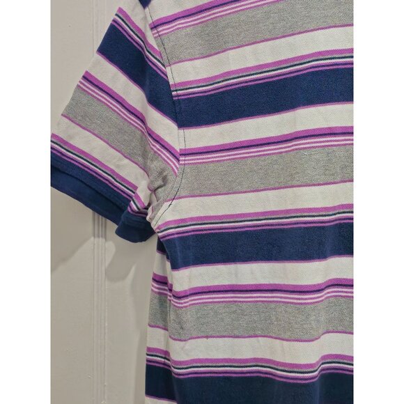 Levis Mens Striped Polo Shirt With Navy Collar Size L - Picture 12 of 15